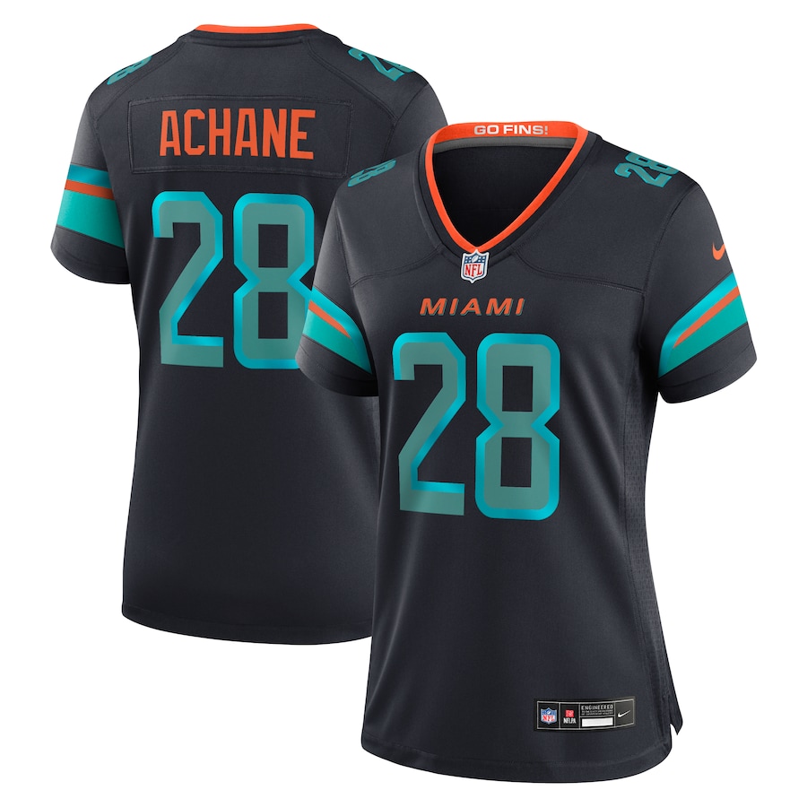 women Miami Dolphins 28 Achane Nike 2025 Blue Limited Nike NFL Jersey